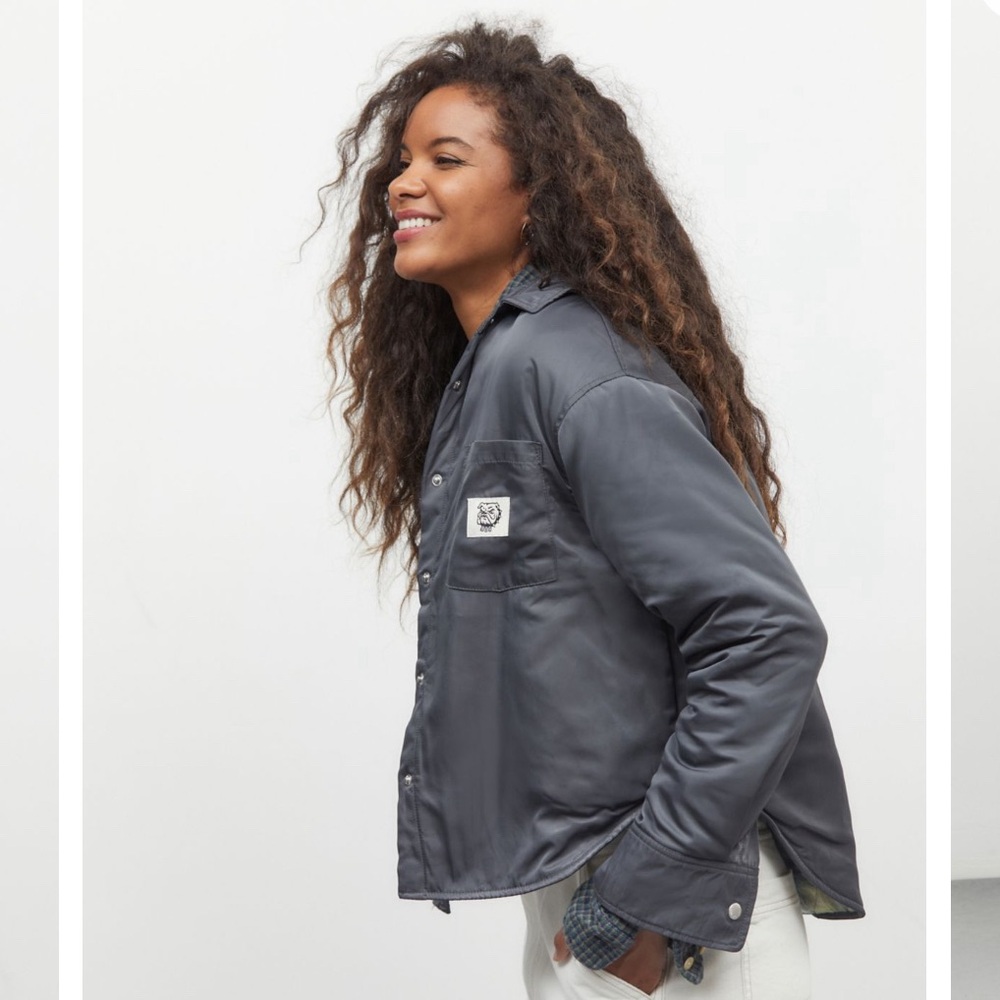 BDG Urban Outfitters Astrid Satin Flannel Lined Shirt Jacket
